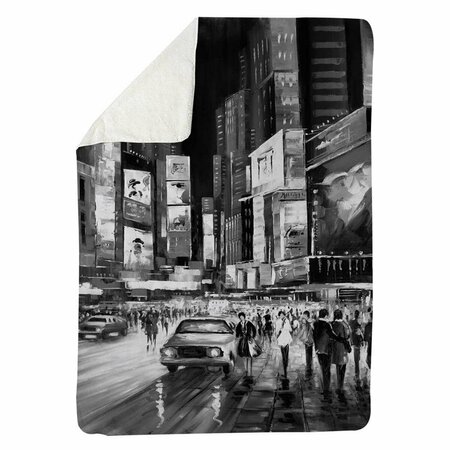 BEGIN HOME DECOR 60 x 80 in. Times Square Monochrome-Sherpa Fleece Blanket 5545-6080-CI183-1